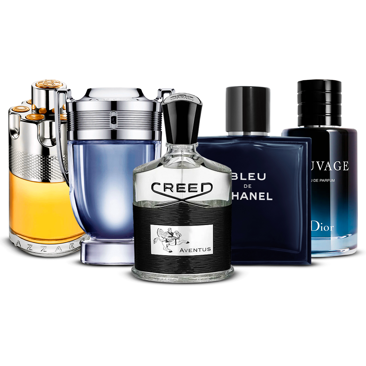 Комплект 5 парфюма  – Azzaro Wanted, Invictus, Creed Aventus, Bleu de Chanel и Sauvage  [100 ml всеки]
