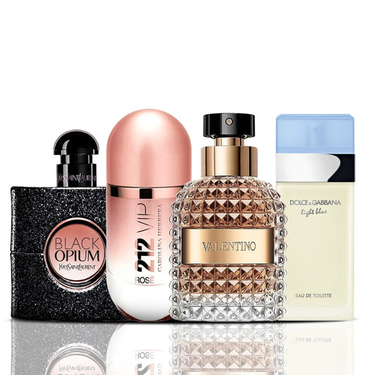 Комплект 4 парфюма | Black Opium + 212 VIP Rose + Valentino + Dolce & Gabbana Light Blue 100 ml